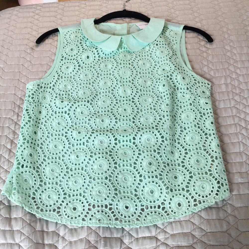 ASOS mint eyelet lace Peter Pan collar blouse
